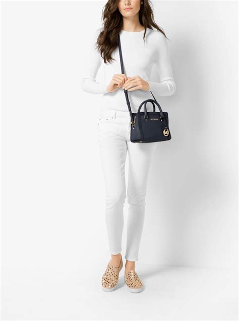 Michael Kors Collins Medium Leather Messenger In Admiral